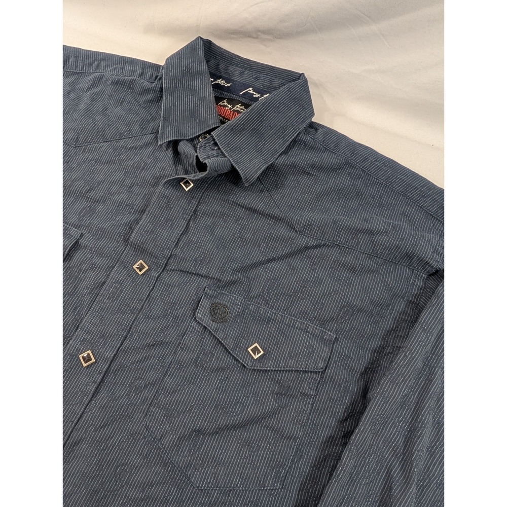 Wrangler George Strait Troubadour Shirt Men's M Blue Diamond Pearl Snap Western